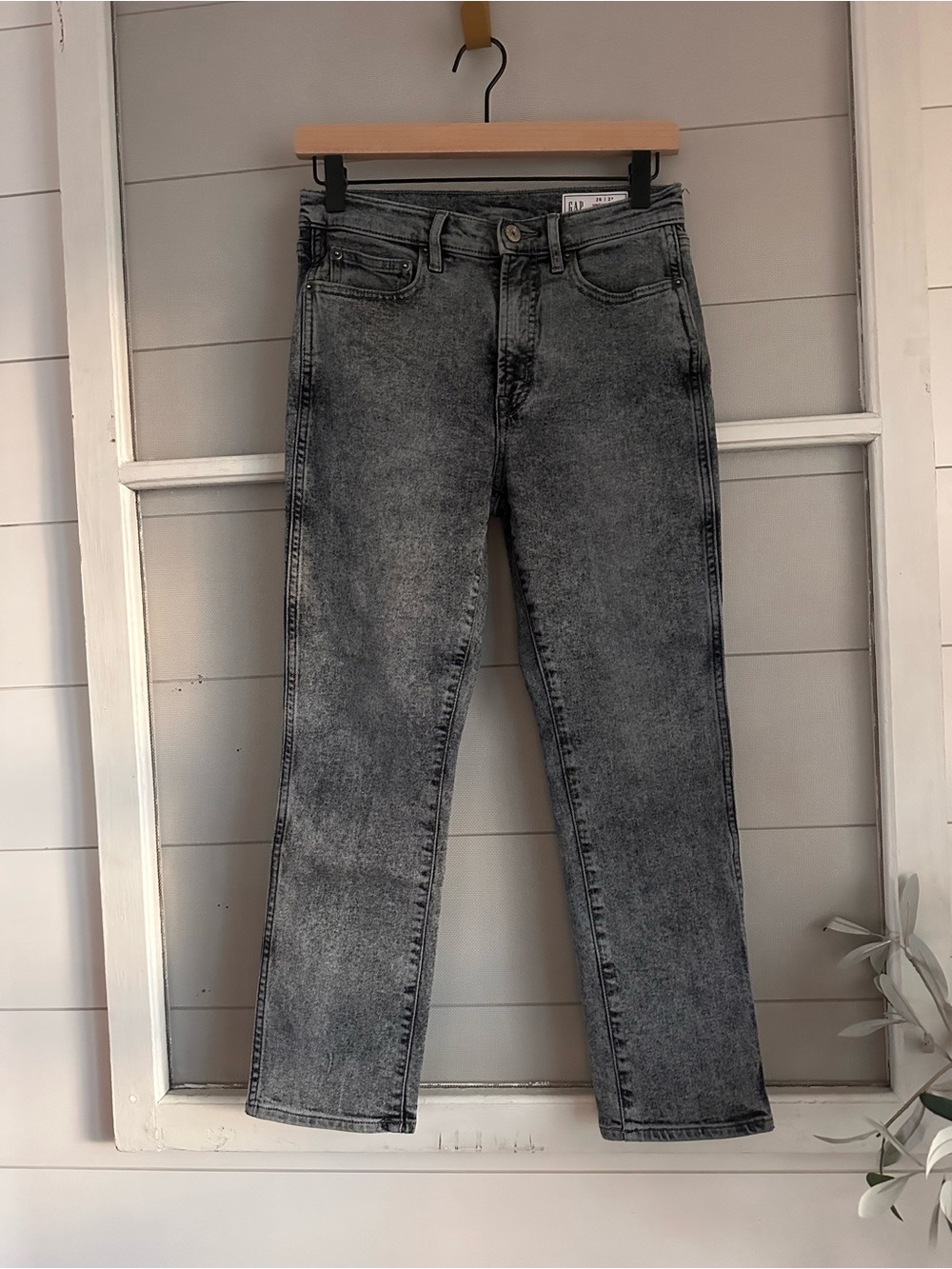GAP “Vintage Slim” High-Rise Gray Acid Wash Jeans